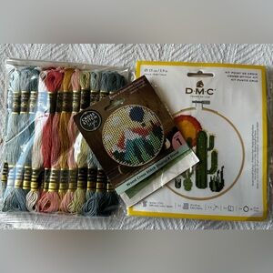 New! Cross stitch kits set of two Saguaro Cactus and Mountains